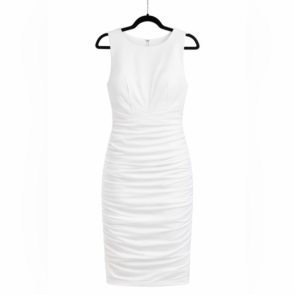 Nicole Miller Dresses & Skirts - Nicole Miller White Ruched Sheath Dress | Size 8 | Elegant & Timeless